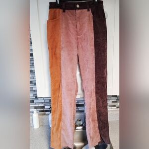 Blue blush high waist color block pants